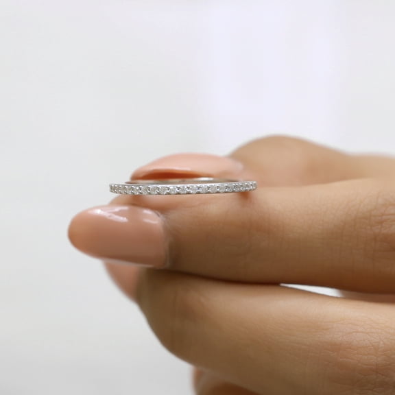 VINSON Moissanite Diamond Half Eternity Band - Stackable Diamond Wedding Band - Comfort Fit Gift Ring for Women