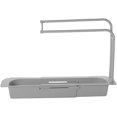 thumbnail image 1 of Telescopic Sink Storage Rack with Comfortable Height, Hygienic Ventilation Drainage Holes for Sink Area, Easy Installation Multipurpose Storage Shelf, Gray Thickened PP Material, 1 of 5