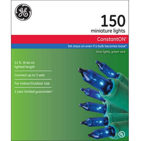 GE ConstantON Blue Christmas Lights, 150 Count