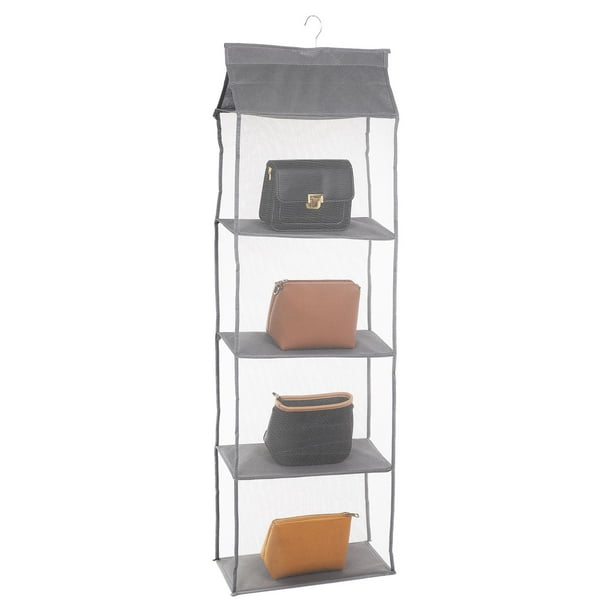 Organizador de bolso colgante para armario, organizador de bolso, almacenamiento de bolso (Gris, 4 bolsillos)