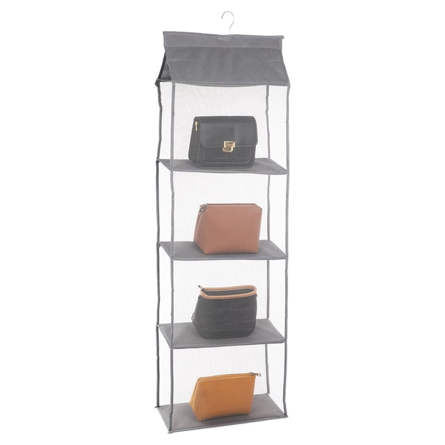 Organizador de bolso colgante para armario, organizador de bolso, almacenamiento de bolso (Gris, 4 bolsillos)