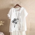 thumbnail image 1 of Babysbule Hauts pour Femmes en Liquidation Mode Été Ample Imprimé Col Rond T-Shirt Manches Courtes Blouse Décontractée, 1 of 3