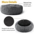 thumbnail image 2 of Plush Donut Dog Bed, Calming Round Dog Cat Bed Soft and Fluffy Cuddler Pet Cushion Self-Warming Puppy Beds Machine Washable, Dark Grey 60cm, 2 of 4