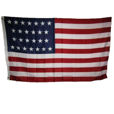 Nylon Eyelet - 3x5 USA American 26 Star Linear 1837 1845 Historical Flag 3'x5' Super Polyester Nylon House Banner Grommets Double Stitched Metal Eyelets For Hoisting Fade.., By AES,USA