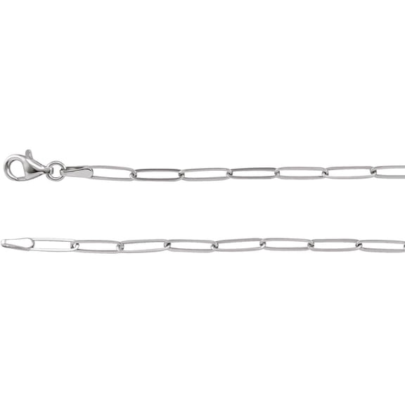 14k White Gold 7 Inch Polished Elongated Link Bracelet With Lobster Clasp Link Bracelet for Women