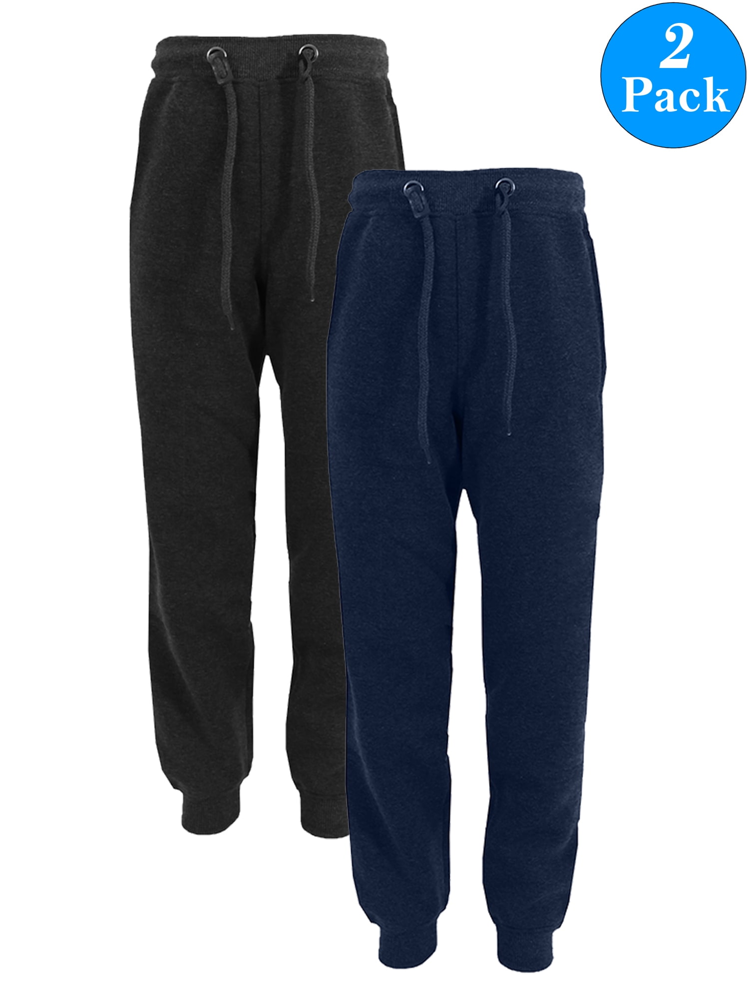 Boy's Slim-Fit Fleece Jogger Sweatpants (2-Pack) - Walmart.com