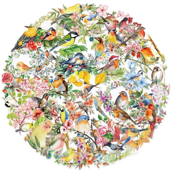 50 Sheets Watercolor Bird Sticker Reward Sticker Waterproof Scrapbook Sticker