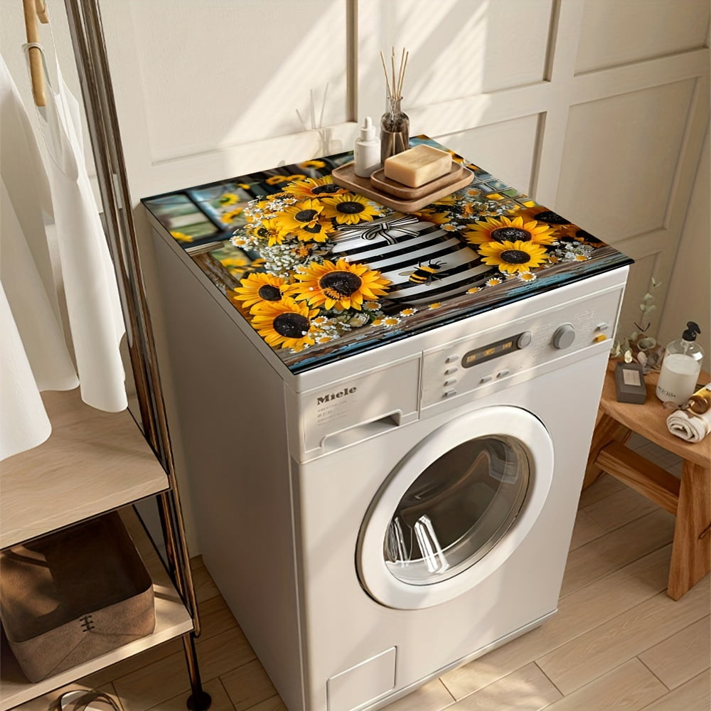 Dish Drying Pad, Sunflowers Pattern Washing Machine Dust Cover Pad, Washstand Drain Mat, Soft Faucet Absorbent Mat, Washstand Cup Mat, Kitchen Accessories, Bathroom Accessories