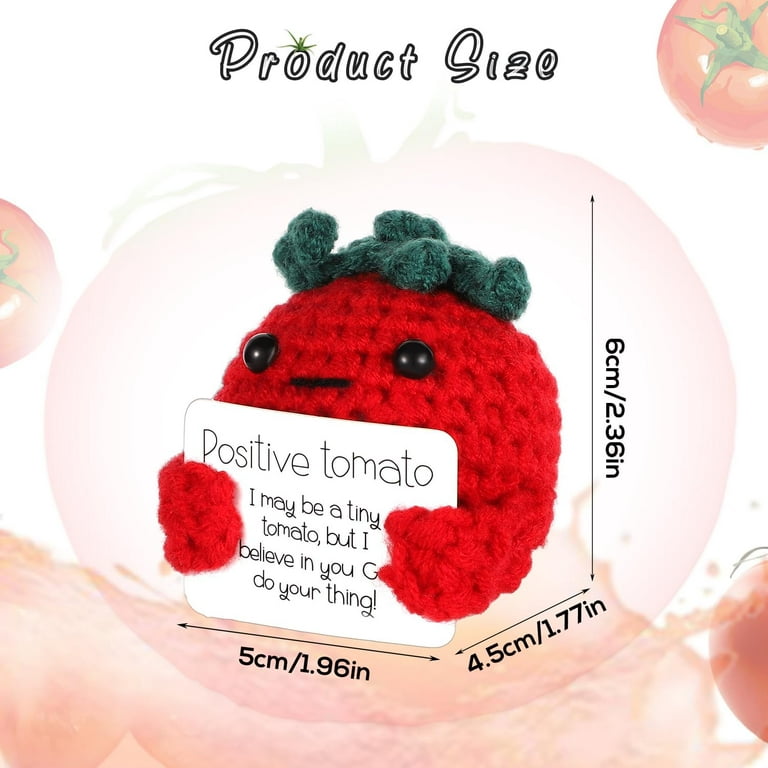 3Pcs Positive Tomato Mini Funny Wool Gifts Knitted Tomato Creative Doll  Cute Toy With Positive Affirmation Card Good Luck Encourage Motivational  for Birthday Holiday Party Decoration 