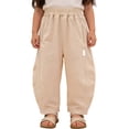 thumbnail image 4 of ZHOGXU Lightweight Fashionable Summer Curved Cut Solid Color Elastic Waist Wide Leg Kids Girls Pants With Pocket All Season Suitable, 4 of 9