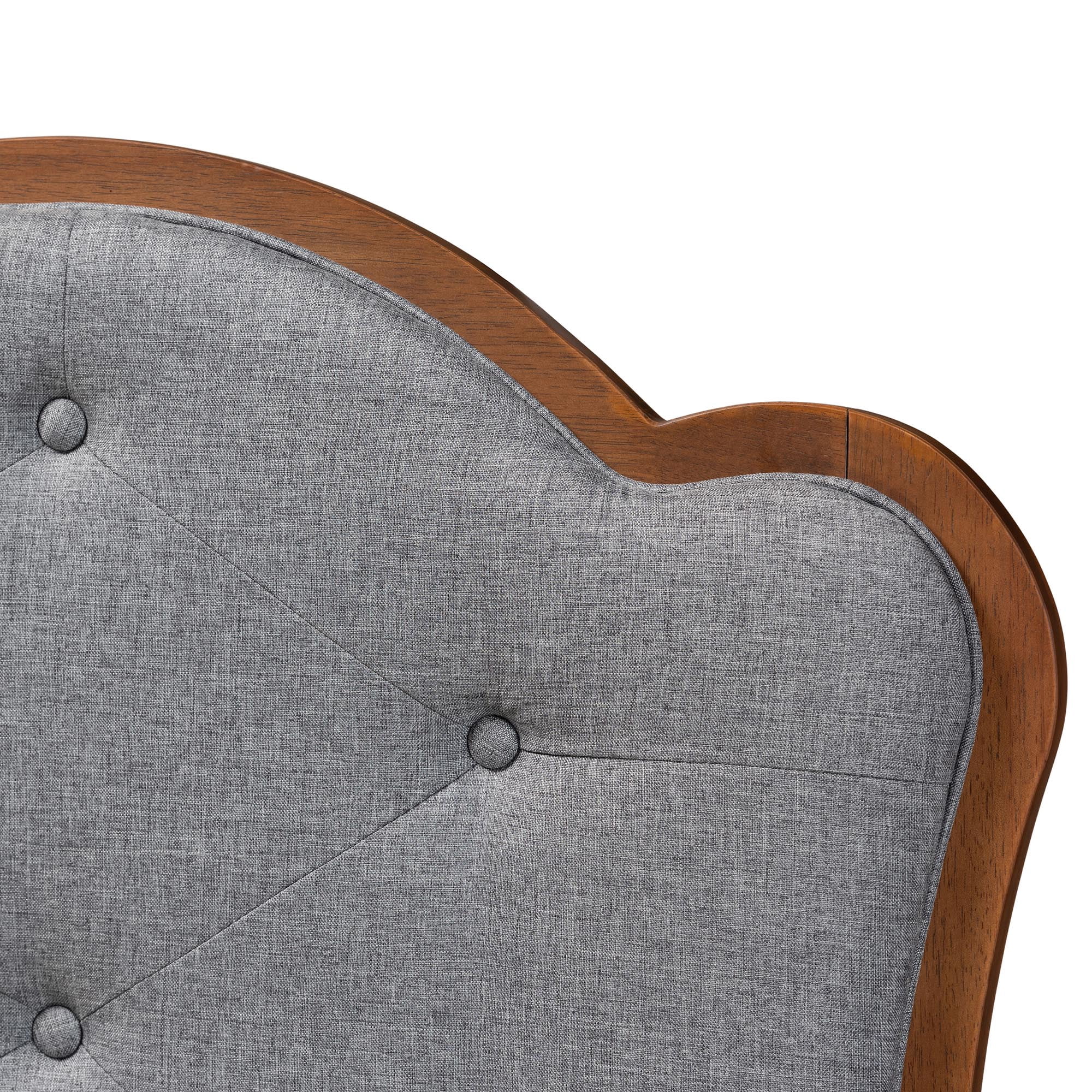 Baxton Studio Leandra Classic and Traditional Grey Fabric and Walnut Brown Finished Wood Queen Size Headboard
