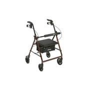 Drive Medical Aluminum Rollator Walker Fold Up and Removable Back Support Padded Seat 6 Wheels Red