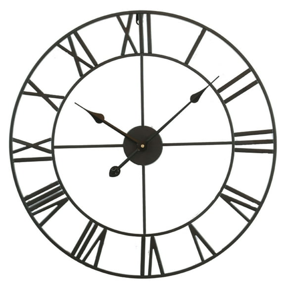 European Style Block Watch Simple Living Room Retro Gold Black Pointer Wrought Iron Mute Digital Wall Clock Decoration