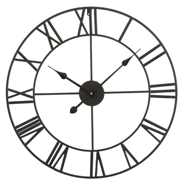 Amdohai Montre Bloc de Style Européen Simple Salon Rétro or Noir. une Horloge Murale Ronde de Style Européen avec Chiffres Romains en Fer Forgé et une Finition Noire et or. Présente un Artisanat en Fer Laqué pour la Résistance à la Rouille et à l'Oxydation, des Aiguilles Métalliques Résistantes à l'Usure, et un Mouvement à Balayage Silencieux 12888. Diamètre 500 mm, Idéal pour la Déco Rétro de la Maison Ou le Montage Mural de Salon.