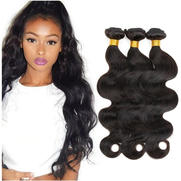 Aorsher Human Hair Bundles Body Wave Hair Bundles 100% Unprocessed Brazilian Virgin Hair Weave Human Hair Body Wave Hair Bundles Deals Black 20inch Black