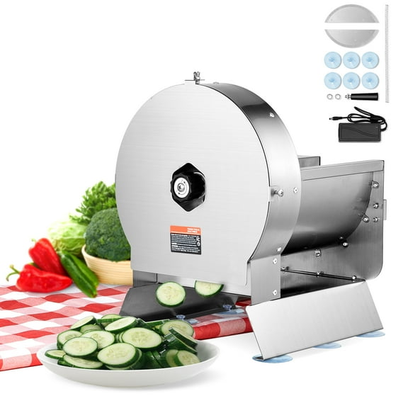 KFFKFF 0-0.5 Inch Electric Food Slicer Thickness Electric Vegetable Cutter Adjustable Manual Food Cutter with Removable 10in Stainless Steel Blade and Food Carriage Deli Slicer
