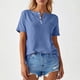 thumbnail image 1 of MHFRRA Camiseta Informal de Manga Larga con Cuello Redondo y Bolsillos para Mujer, Color Liso Azul, 1 of 3