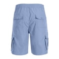 thumbnail image 6 of Resicozy Mens Cargo Shorts Lightweight Elastic Waist Knee Length Bermuda Shorts with Pockets Summer Short Cargo Pants Light Blue 2XL, 6 of 7