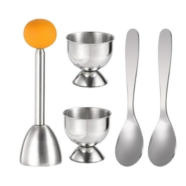 Egg Cracker Topper Set Soft Hard Boiled Eggs Separator Tool 2 Cups,2 Metal Spoons&1 Cutter or Opener