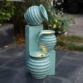 thumbnail image 3 of LuxenHome Aqua Blue 3-Tier Bowls 2.5-Feet Tall Outdoor Polyresin Fountain with Lights, 3 of 9