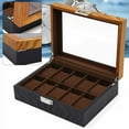 thumbnail image 5 of 10 Slot Unisex Watch Box Wooden Display Case Organizer Glass Jewelry Storage Box, 5 of 12