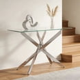 thumbnail image 4 of ELLEGNT Clear Glass Console Table – Heavy Duty Metal Legs with Tempered Top, 4 of 9