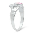 thumbnail image 2 of Sterling Silver Claddagh October Birthstone pink CZ Promise Ring 7 Made in Italy + Cleaning Cloth, 2 of 6