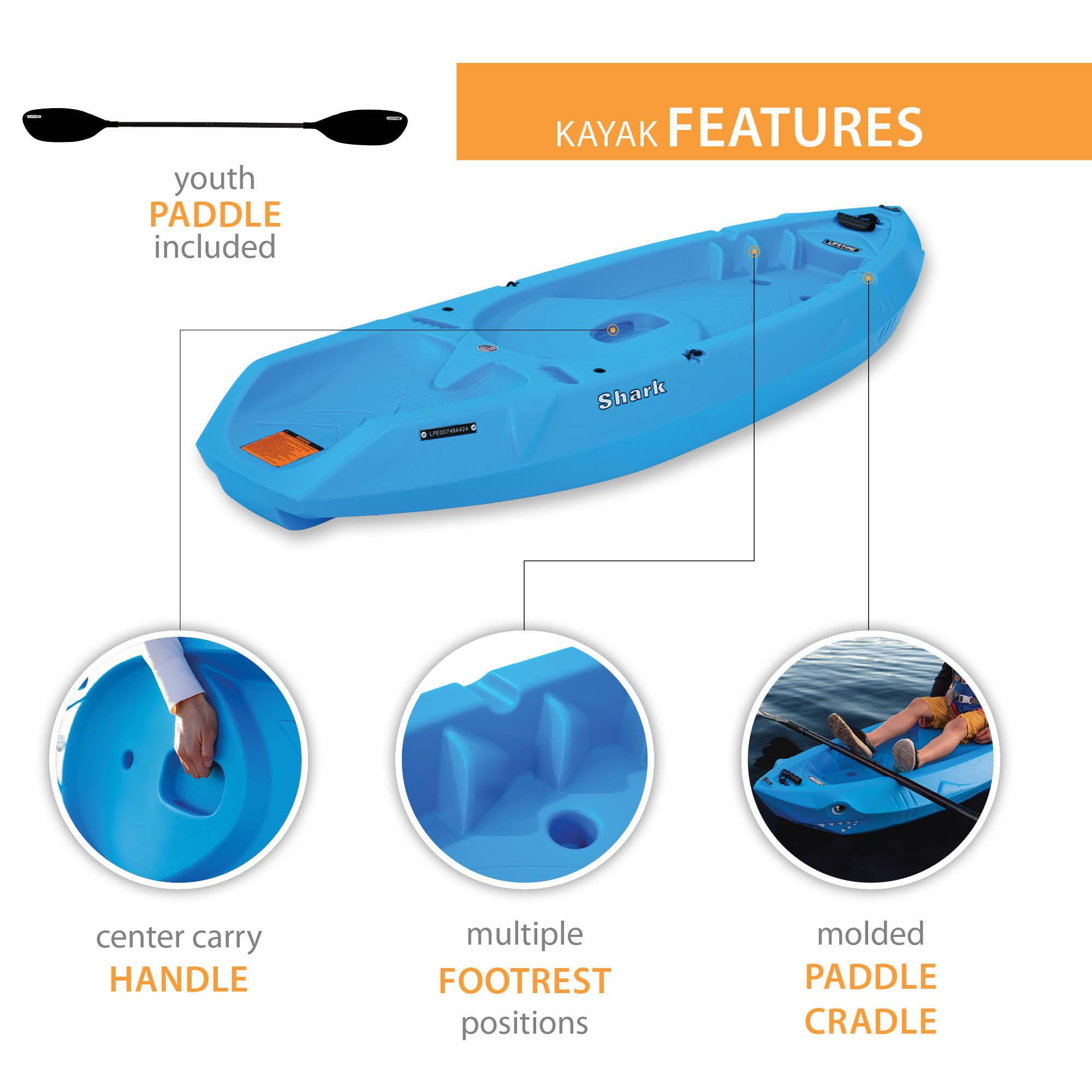 Lifetime Youth Shark 6 ft Sit-On-Top Kayak with Paddle, Picton Blue (91355)