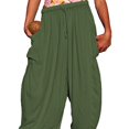 thumbnail image 2 of Women Loose Sports Wide Leg Trousers Waist Pocket Stylish Harlan Home Pants, 2 of 8