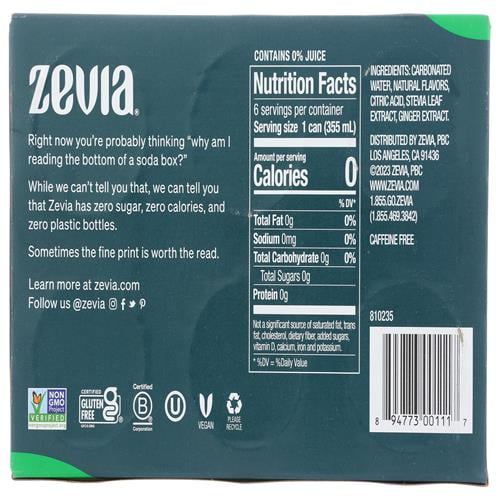 Zevia All Natural Diet Soda - Ginger Ale - 12 Oz - 6 Pk - Pack of 2