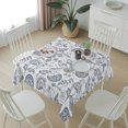 thumbnail image 6 of Pastoral Flowers Table Cloth Waterproof Tablecloths, Vintage Haze Blue Farmhouse Plant Tablecloth Dining Table Cover for Kitchen Party Tabletop Outdoor, Square Tablecloth 60x60 Inch, 6 of 9