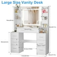 thumbnail image 3 of Yamissi White Makeup Vanity Table with Lighted Mirror & 7 Drawers, Large Dressing Desk with Storage, LED Lights for Girls, 3 of 9