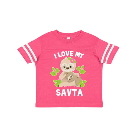 

Inktastic Cute Sloth I Love My Savta with Green Leaves Gift Toddler Boy or Toddler Girl T-Shirt