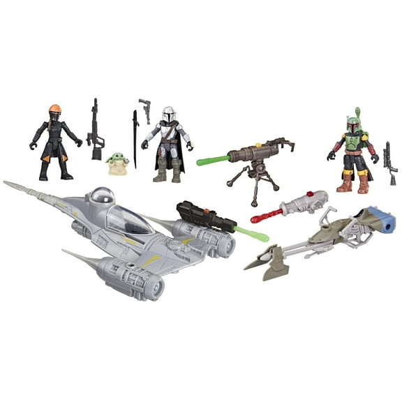 STAR WARS Mission Fleet Mando's N-1 Starfighter, 2.5-Inch Scale Mandalorian Action Figure Set, Toys for 4 Year Old Boys & Girls