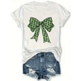thumbnail image 2 of Playera Deportiva Manga Corta Mujer Dry-FitWomen's St. Patrick's Day Bow Print T-Shirt, 100% Polyester Knit Fabric, Casual Crew Neck Short Sleeve Tee for Spring/Summer, Holiday Festive Shirt | Festi, 2 of 8