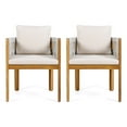 thumbnail image 3 of Christopher Knight Home Outdoor Wood Dining Chairs with Rope-Wrapped Arms, White+Beige, Set of 2, 3 of 12
