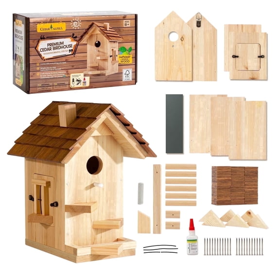 CEDAR ALPHA Wooden Wild Bird House Kit with DIY Kit