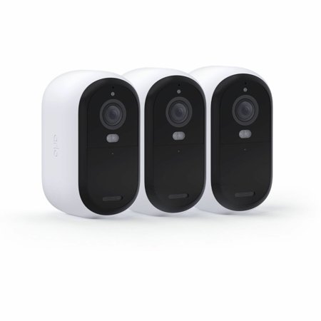 Arlo Essential Security Camera 2K | Outdoor - Indoor | 2nd Gen | Wireless with Spotlight, 2-Way Audio, Color Night Vision, Live Stream, Motion Activation, Real Time Notifications - White, 3 Cameras