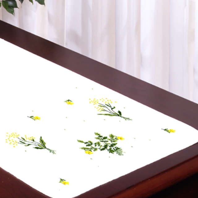 Stamped White Dresser Scarf For Embroidery 14 X39 Buttercups