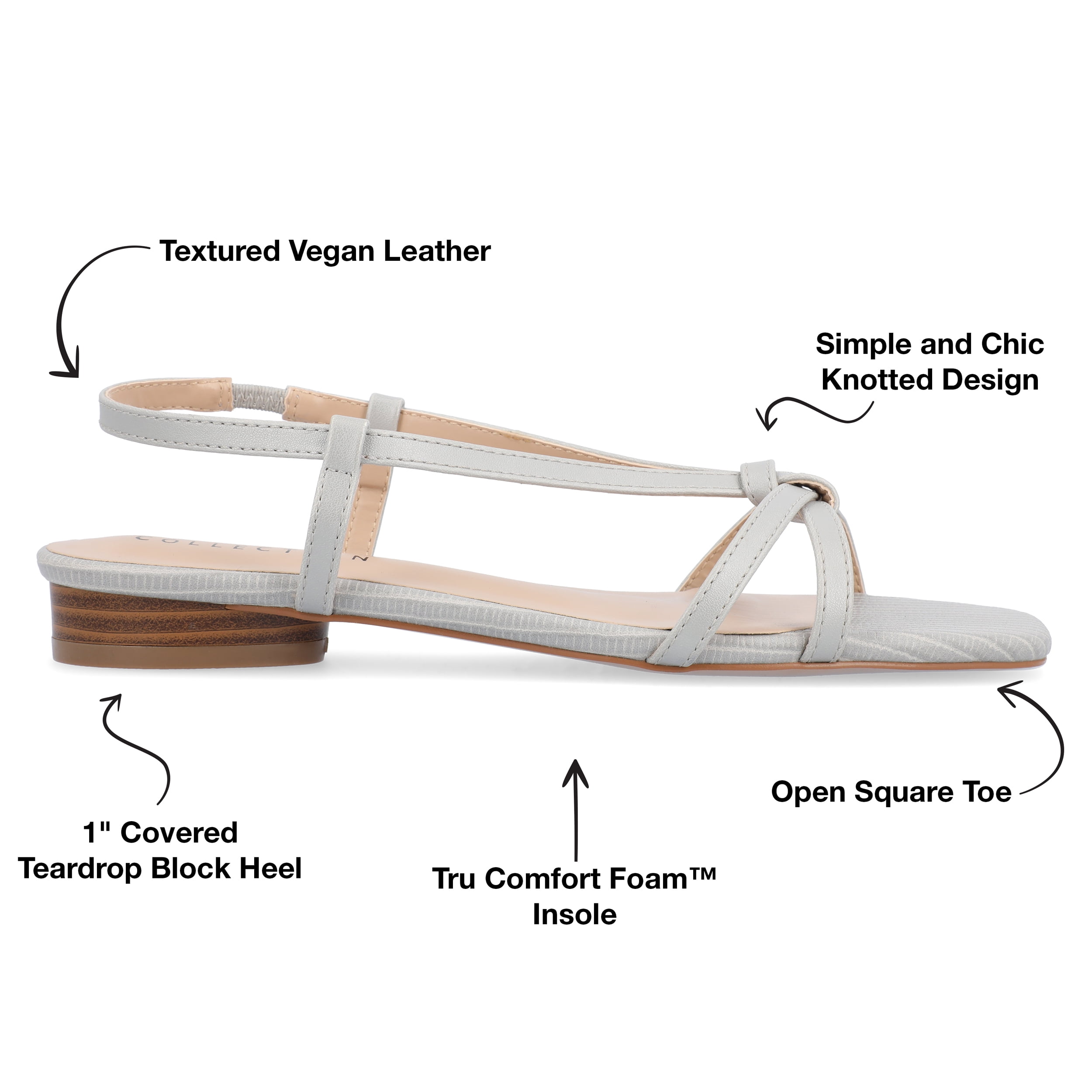 Journee Womens Bridget Sling Back Flat Sandals