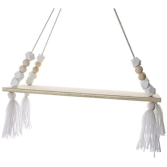 Floating Wall Mount Bracket Wood Tassel Wall Panel Swing Decorative Bracket Decoration (White)