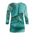 thumbnail image 4 of Wycnly Womens Tops Dressy Casual Loose Fit Breathable Lightweight Ladies Fashion Pullover Tees Shirts Summer 3/4 Sleeve Crewneck Tops Marbled Print Blouse Green s, 4 of 4
