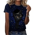 thumbnail image 3 of T-shirt à Col Rond pour Femmes avec Impression 3D de Chat de Forêt Animale, Haut Amusant à Manches Courtes, Chandail d'Été, Style Rétro, Mode Décontractée Ффотболка, 3 of 7
