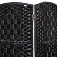 thumbnail image 3 of Yardi Yarda 6 Panel Folding Privacy Screen, 6FT Tall Portable Wicker Weave Partition Wall Divider, Room Divider for Indoor, Black, 3 of 8