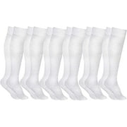 SOCKS'NBULK 6 Pairs of Cotton Womens Knee High Socks, Flat Knit, Solid Colors, White