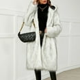 thumbnail image 4 of Hueook Faux Fur Jacket Women Winter Solid Color Long Sleeved Hooded Warm Jacket Faux Top Jacket White M, 4 of 8
