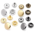 thumbnail image 3 of Snap Fasteners Color Plated Solid Brass Snaps Heavy Duty Press Stud Poppers Ring-Socket Button #201 VT47 Pack of 10 (15 mm, Gold), 3 of 4