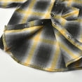 thumbnail image 5 of TOWED22 Boys Flannel Plaid Shirt Casual Button Down Shirts Long Sleeve Jacket Lapel Shacket Coat Tops Casual Outwear,Light Yellow,5-6 Y, 5 of 9