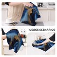 Absorbent Kitchen Towels, Navy Blue Marble Quick Drying Dish Towels for