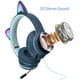 thumbnail image 5 of Auriculares de juego con micrófono y luz LED RGB en forma de orejas de gato, VIGROS, con efecto de luz intermitente estéreo y sonido envolvente 7.1 Rojo Verde Juego de azar, 5 of 7